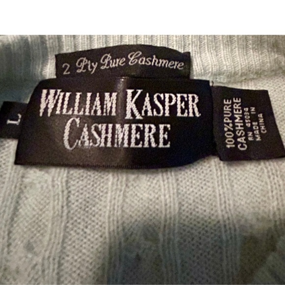 William Kasper 100% Pure Cashmere 2-Piece Sweater Set – Light Green, Size L - Picture 9 of 10